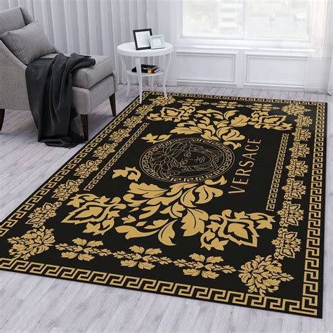 black and gold versace rug